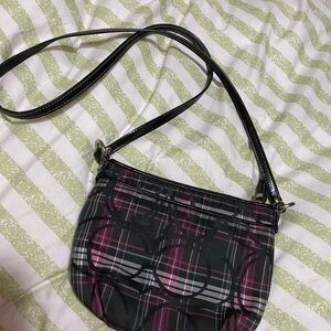 Coach Plaid Crossbody Bag - Black and Pink